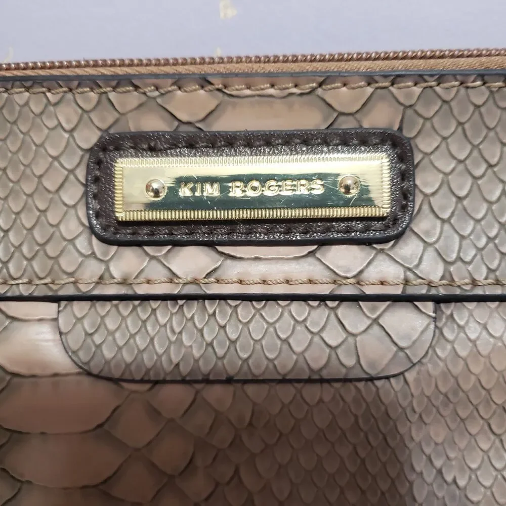 Kim Roger's Faux Snake Reptile Skin Purse Crossbody Wristlet Clutch Women's...